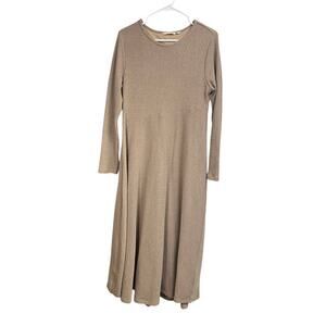 Soft Surroundings Women's Petite Large Newbury Maxi Dress Ribbed Stretch Beige